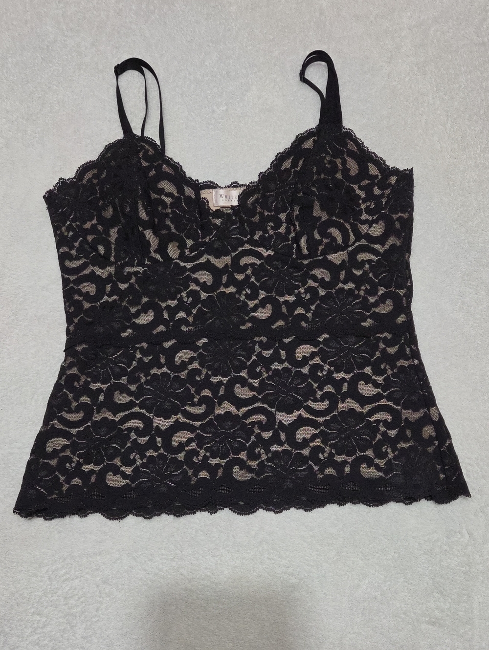 White House Black Market Vintage Black Floral Lace Camisole
